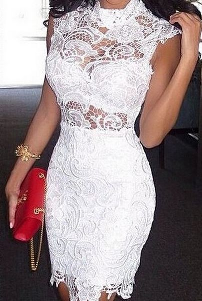 beautiful white lace short cocktail prom dresses high neck see through waist part sheath homecoming party dress, Black 
beautiful white lace short cocktail prom dresses high neck see through waist part sheath homecoming party dress, Black