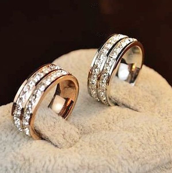 2020 design fashion korean double row crystal diamond ring 18k rose gold couple ring men and women pair ring jewelry, Silver
2020 design fashion korean double row crystal diamond ring 18k rose gold couple ring men and women pair ring jewelry, Silver