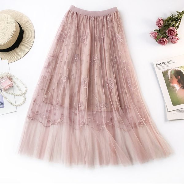 korean clothing embroidery beading skirt 2019 new spring fresh dandelion embroidered a-line women skirt female long tulle, Black
korean clothing embroidery beading skirt 2019 new spring fresh dandelion embroidered a-line women skirt female long tulle, Black
