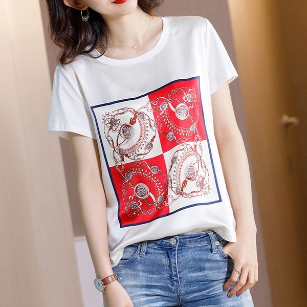 young short-sleeved t-shirt and silk mulberry silk ins fashionable white western-style loose casual t-shirt top
young short-sleeved t-shirt and silk mulberry silk ins fashionable white western-style loose casual t-shirt top