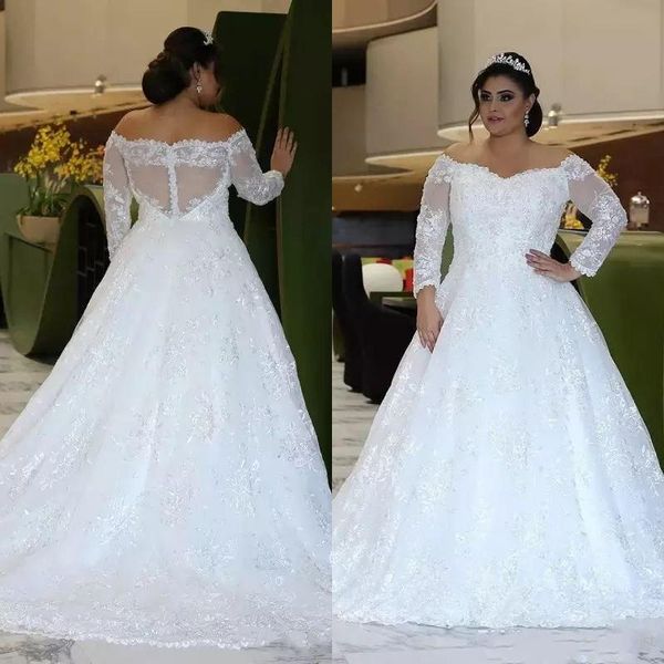 women plus size off shoulder long sleeve wedding dresses white see through back a-line v-neck vintage bridal gowns custom made
women plus size off shoulder long sleeve wedding dresses white see through back a-line v-neck vintage bridal gowns custom made
