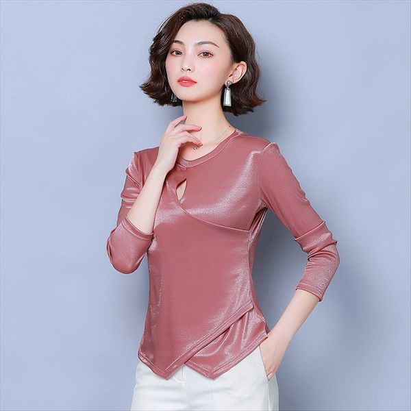 round collar t- shirt female 2019 autumn large size women's slim solid color all-match western style base shirt female, White
round collar t- shirt female 2019 autumn large size women's slim solid color all-match western style base shirt female, White