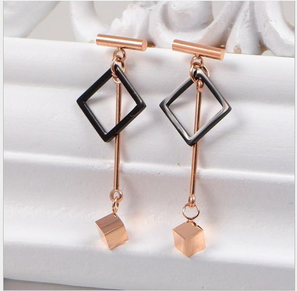 south korea stereo square pendant earrings with titanium steel plated 18k rose gold earrings and black earrings, Golden;silver
south korea stereo square pendant earrings with titanium steel plated 18k rose gold earrings and black earrings, Golden;silver