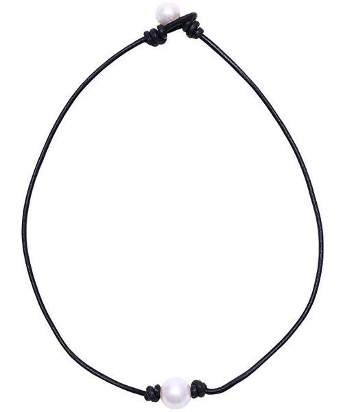single cultured freshwater pearl choker necklace for women genuine leather jewelry handmade gift for valentine's day christmas, Golden;silver
single cultured freshwater pearl choker necklace for women genuine leather jewelry handmade gift for valentine's day christmas, Golden;silver