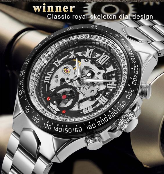 winner mens luxury business causal waterproof clock men automatic mechanical watch fashion stainless steel skeleton watches, Slivery;brown
winner mens luxury business causal waterproof clock men automatic mechanical watch fashion stainless steel skeleton watches, Slivery;brown