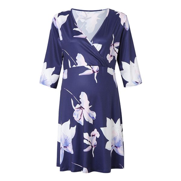 casual maternity women half sleeved floral printed dresses summer pregnancy v collar elegant woman's dress for a p shoot a30, White
casual maternity women half sleeved floral printed dresses summer pregnancy v collar elegant woman's dress for a p shoot a30, White