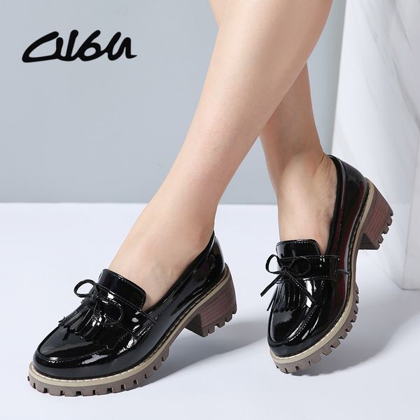o16u women flats shoes tassel knot patent leather loafers med heel shoes boat women moccasin mules for autumn 2018, Black
o16u women flats shoes tassel knot patent leather loafers med heel shoes boat women moccasin mules for autumn 2018, Black