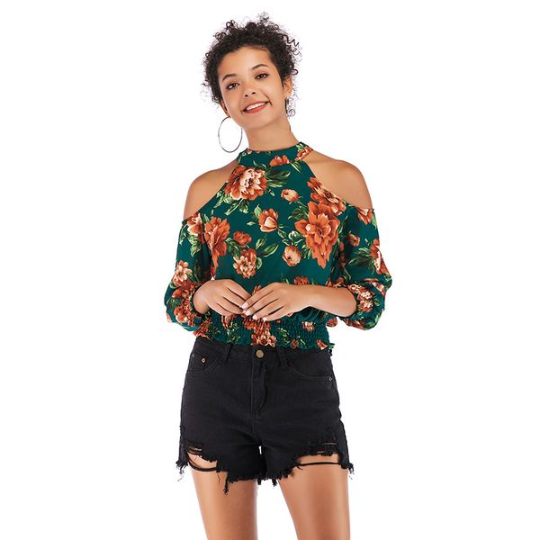 women's wear 2019 spring/summer new fashion shoulder print chiffon shirt slimming skinny round collar blouse girl, White
women's wear 2019 spring/summer new fashion shoulder print chiffon shirt slimming skinny round collar blouse girl, White