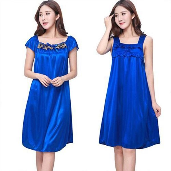 2019 summer silk nightgown women sleepwear women satin nightdress plus size nightwear ladies home dress sleep l xl xxl xxxl 4xl, Black;red 
2019 summer silk nightgown women sleepwear women satin nightdress plus size nightwear ladies home dress sleep l xl xxl xxxl 4xl, Black;red