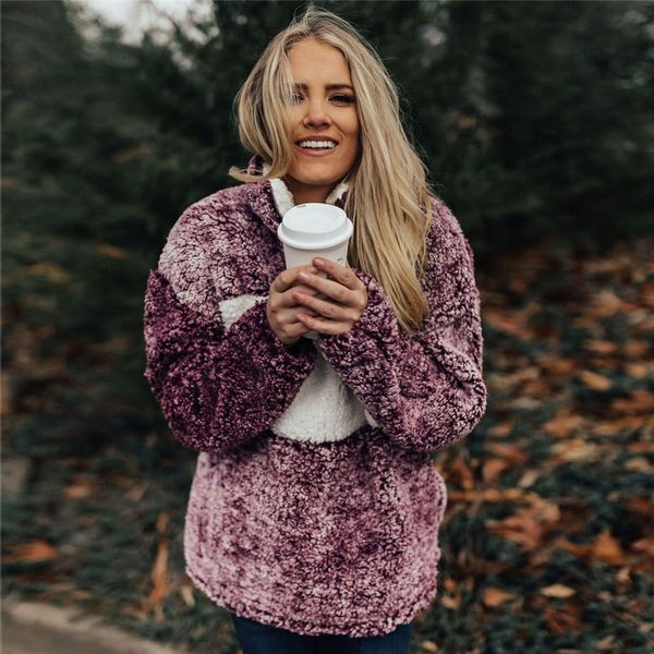2019 sherpa fluffy sweater women zipper turtleneck pullover patchwork warm thick teddy fleece coat ladies winter sweaters, White;black
2019 sherpa fluffy sweater women zipper turtleneck pullover patchwork warm thick teddy fleece coat ladies winter sweaters, White;black