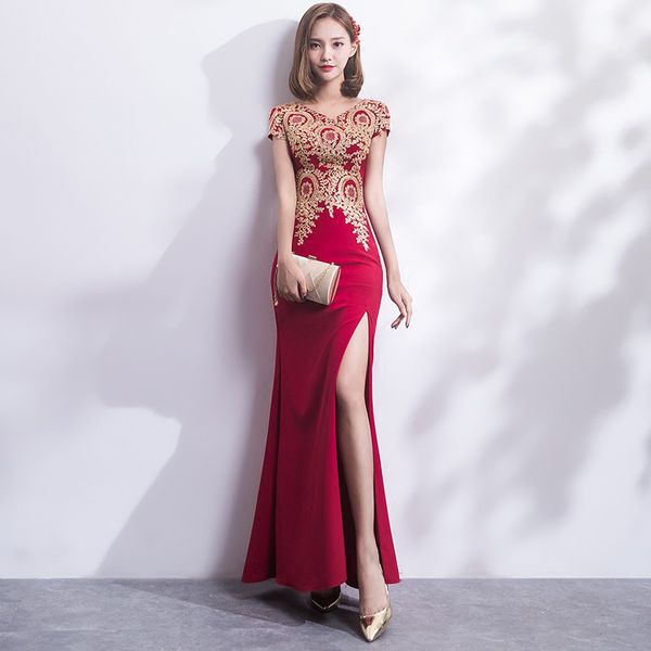 banquet evening dress new elegant long show thin famous host dinner dress formal evening dress, Black;red
banquet evening dress new elegant long show thin famous host dinner dress formal evening dress, Black;red