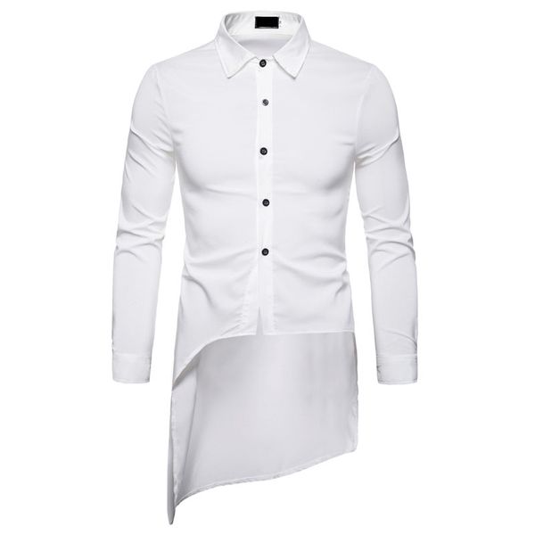 

long sleeve solid men shirts swallow tailed design man dress shirt modi camisas blusa masculina classic roupas, White;black