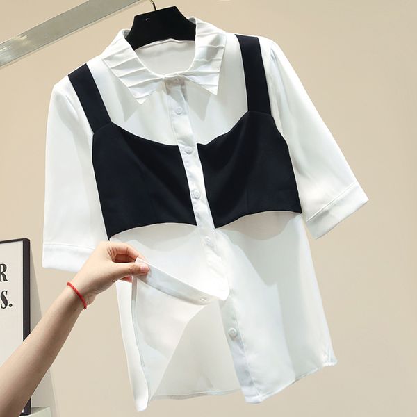 women's short sleeve summer shirt office lady all-match shirt lapel blouse white black blouses blusas mujer de moda 2020
women's short sleeve summer shirt office lady all-match shirt lapel blouse white black blouses blusas mujer de moda 2020