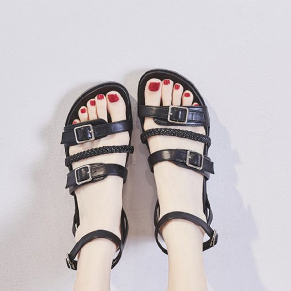 korean fairy double buckle strap flat sandals women student concise shoes woman ankle buckle band european beach sandalias mujer, Black
korean fairy double buckle strap flat sandals women student concise shoes woman ankle buckle band european beach sandalias mujer, Black