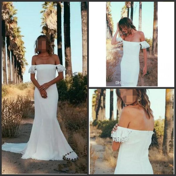 2019 new country bohemian wedding dresses off shoulder lace wedding dress sweep train mermaid beach bridal gowns, White
2019 new country bohemian wedding dresses off shoulder lace wedding dress sweep train mermaid beach bridal gowns, White
