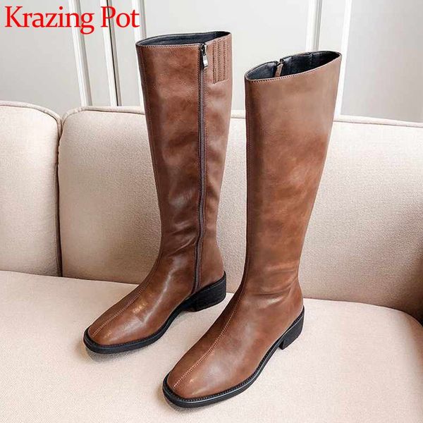 krazing pot leisure simple style cow leather boots solid round toe med heels women winter keep warm zipper thigh high boots l76, Black
krazing pot leisure simple style cow leather boots solid round toe med heels women winter keep warm zipper thigh high boots l76, Black
