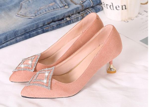 2019 suede women's shoes in spring and autumn with new style high heel fine heel pointed end @207, Black
2019 suede women's shoes in spring and autumn with new style high heel fine heel pointed end @207, Black