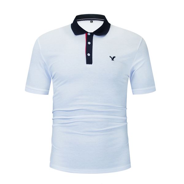 men's polos 2021 summer casual 100% cotton shirt men short sleeve eagle embroidery solid shirts fashion clothing, White;black
men's polos 2021 summer casual 100% cotton shirt men short sleeve eagle embroidery solid shirts fashion clothing, White;black