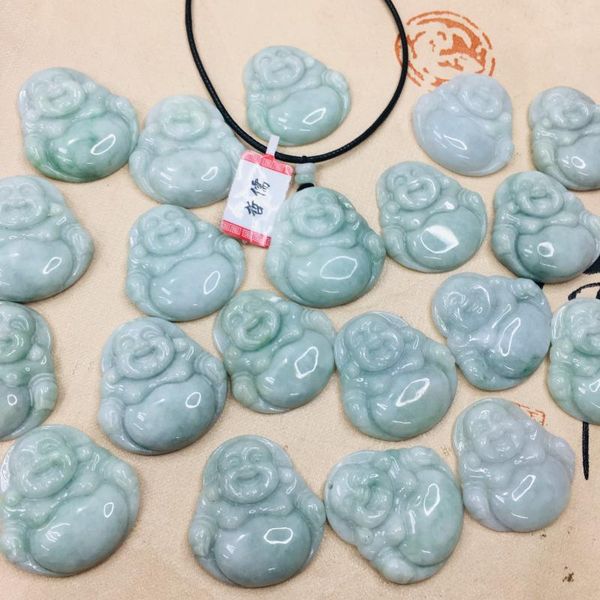 zheru pure natural jadeite carved light green laughing buddha pendant with green beads leather rope necklace send a-level certif, Silver
zheru pure natural jadeite carved light green laughing buddha pendant with green beads leather rope necklace send a-level certif, Silver
