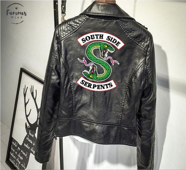 southside riverdale serpents female coats print punk women leather harley locomotive zipper jackets for pleated hip-hop streetwear, Black;brown
southside riverdale serpents female coats print punk women leather harley locomotive zipper jackets for pleated hip-hop streetwear, Black;brown