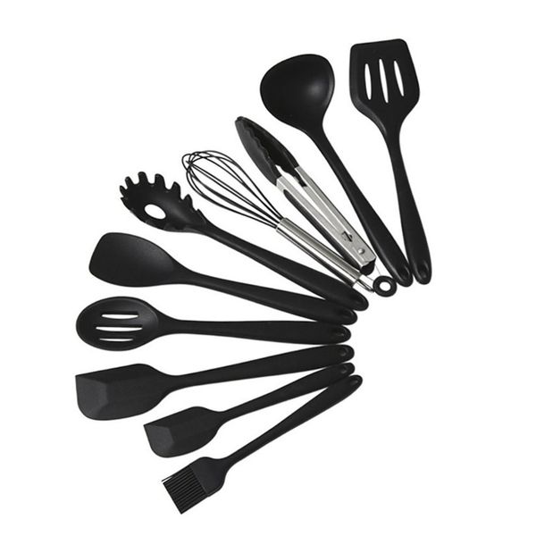 10pcs black fashion non-stick silicone kitchen portable mini kitchen set shovel scraper colander food clip egg beater other bakeware
10pcs black fashion non-stick silicone kitchen portable mini kitchen set shovel scraper colander food clip egg beater other bakeware