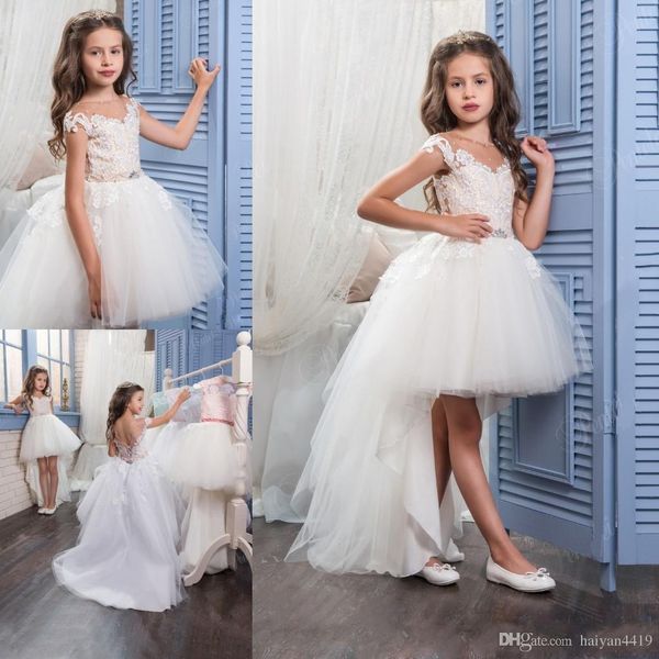new flower girls dresses for weddings jewel neck cap sleeves lace appliques pearls high low lengt birthday children girl pageant gowns, White;blue
new flower girls dresses for weddings jewel neck cap sleeves lace appliques pearls high low lengt birthday children girl pageant gowns, White;blue
