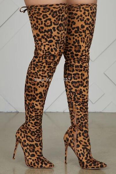 woman leopard long boots fashion pointed toe stiletto heel elastic thigh high boots lady real ps over the knee, Black
woman leopard long boots fashion pointed toe stiletto heel elastic thigh high boots lady real ps over the knee, Black
