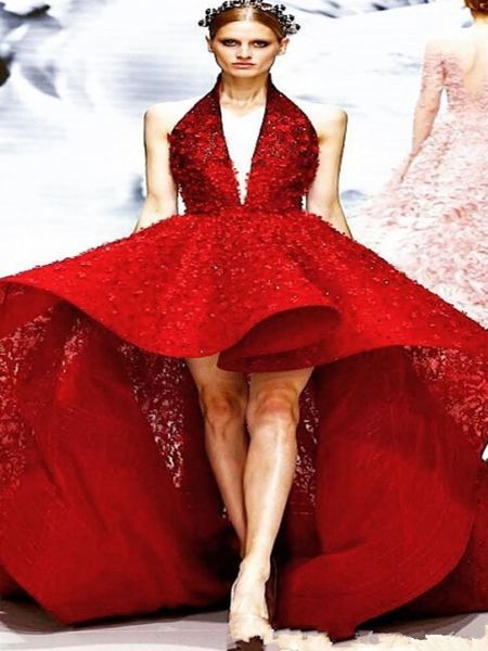 high low halter prom dresses red plunging neckline backless party dress celebrity lace dresses evening wear robes de soiree, Black
high low halter prom dresses red plunging neckline backless party dress celebrity lace dresses evening wear robes de soiree, Black