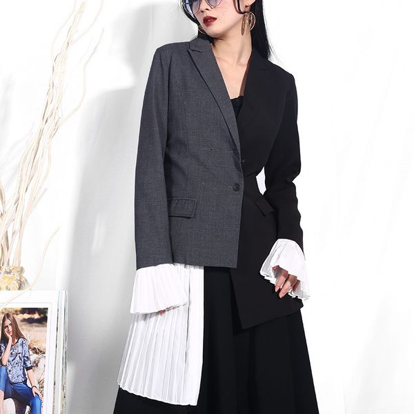 lanmrem 2019 spring personality design asymmetrical women's contrast color patchwork jacket famale yc94101, Black;brown
lanmrem 2019 spring personality design asymmetrical women's contrast color patchwork jacket famale yc94101, Black;brown