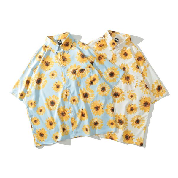 men's casual shirts man's short sleeved summer harbor style hawaiian print small daisy beach shirt, White;black
men's casual shirts man's short sleeved summer harbor style hawaiian print small daisy beach shirt, White;black