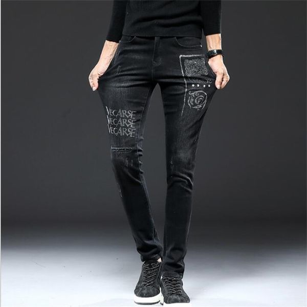 qiba brand new jeans men slim fit ripped letter printe black 100% cotton denim korean style men jeans pants #9213, Blue
qiba brand new jeans men slim fit ripped letter printe black 100% cotton denim korean style men jeans pants #9213, Blue