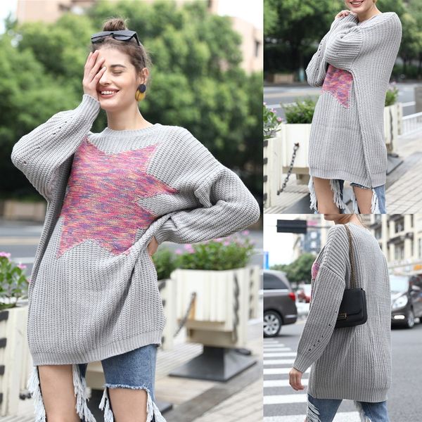 sweater women pullover oversize star shape print long sleeve knit long sueter modis sweters women invierno, White;black
sweater women pullover oversize star shape print long sleeve knit long sueter modis sweters women invierno, White;black