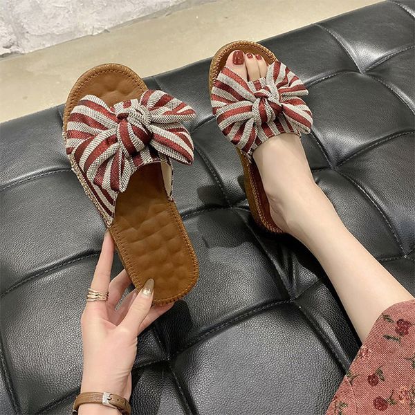 women slippers bowtie woman stripe woman knot slides casual women's beach shoes low heels female comfortable footwear 2020, Black
women slippers bowtie woman stripe woman knot slides casual women's beach shoes low heels female comfortable footwear 2020, Black