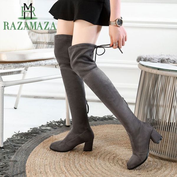 razamaza 2020 women 9 colors winter boots fashion all match stretch fabric over the knee high shoes women boots party size 34-43, Black
razamaza 2020 women 9 colors winter boots fashion all match stretch fabric over the knee high shoes women boots party size 34-43, Black