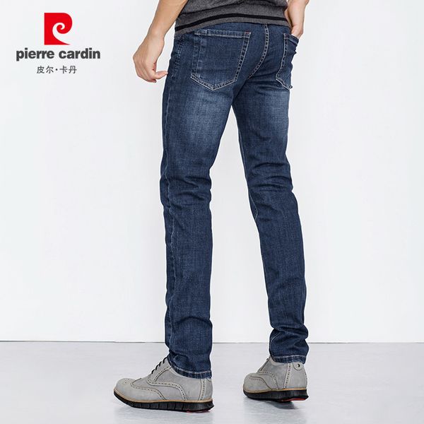 

pierre cardin 2018 spring and autumn new style jeans men's simple straight-leg pants cardin slim fit stretch pants dark blue