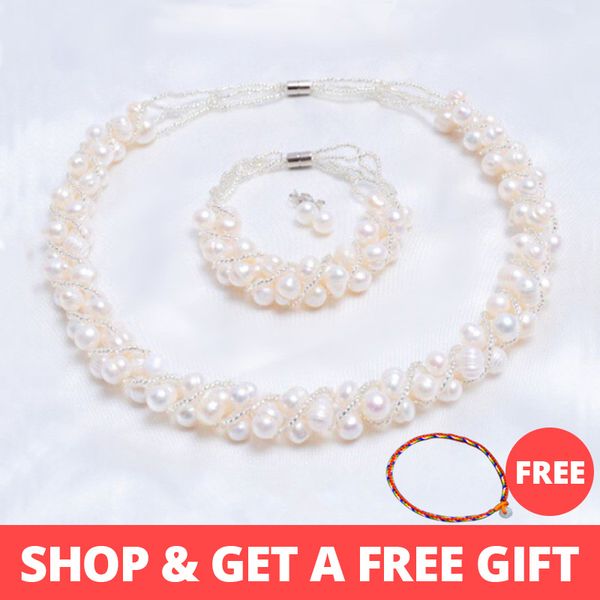 ashiqi real natural freshwater pearl handmade jewelry sets & more 4 colors necklace earrings bracelet for women bridal gift, Silver
ashiqi real natural freshwater pearl handmade jewelry sets & more 4 colors necklace earrings bracelet for women bridal gift, Silver