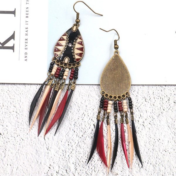 colorful enamel long feather earrings for women vintage ethnic tassel earring bohemian beads earing statement jewelry, Silver
colorful enamel long feather earrings for women vintage ethnic tassel earring bohemian beads earing statement jewelry, Silver