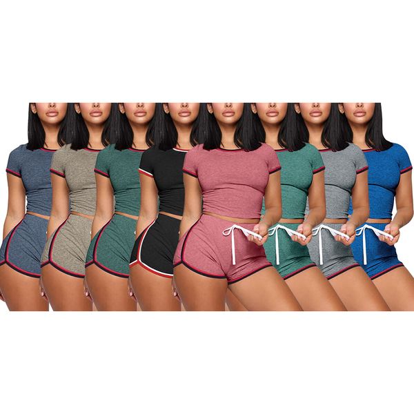 women's tracksuits 13 colors women 2pcs tracksuit solid color stitching casual female suit t shirt shorts set sport elastic waist s-xxl, Gray
women's tracksuits 13 colors women 2pcs tracksuit solid color stitching casual female suit t shirt shorts set sport elastic waist s-xxl, Gray