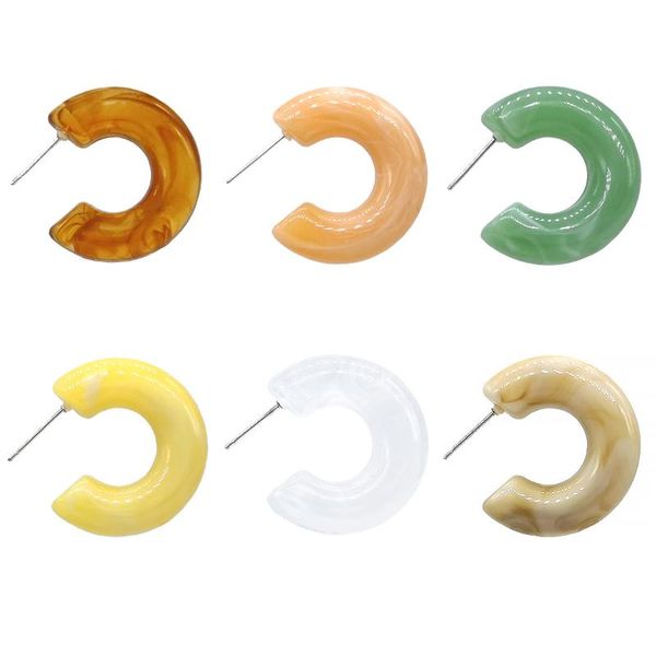6 color new korean design hoop earrings resin harajuku style c shape little circle elegant fashion jewelry for women, Golden;silver
6 color new korean design hoop earrings resin harajuku style c shape little circle elegant fashion jewelry for women, Golden;silver