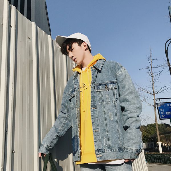 autumn new fashion personality men's denim jacket handsome street style wind casual wild coat trend mens outwear, Black;brown 
autumn new fashion personality men's denim jacket handsome street style wind casual wild coat trend mens outwear, Black;brown