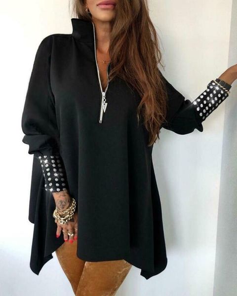 2020 new fashion women solid color long sleeve zipper t-shirt casual tunic round neck loose blouse pullover tee shirt s-xl, White
2020 new fashion women solid color long sleeve zipper t-shirt casual tunic round neck loose blouse pullover tee shirt s-xl, White