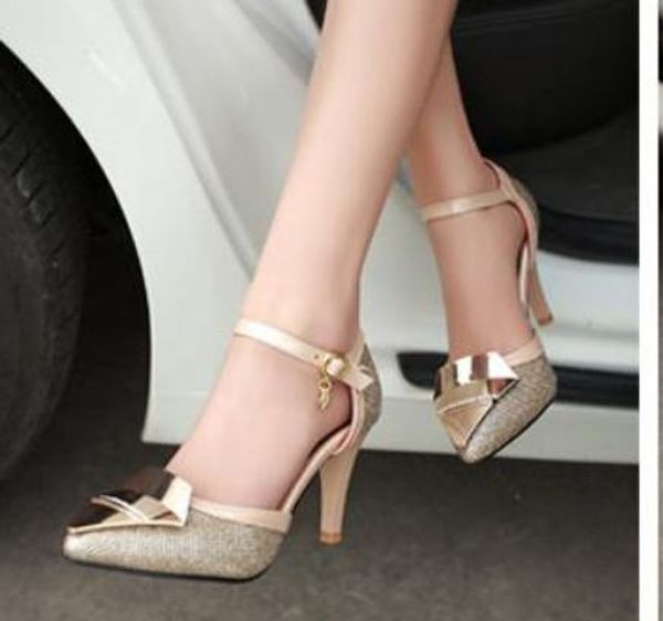 2019 women's sandals in summer with new style high heel fine heel pointed end, Black