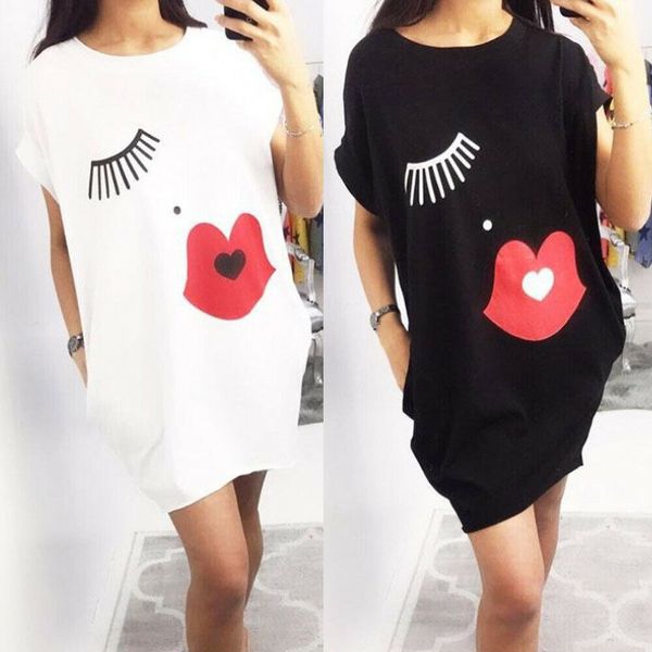 new style women dress summer boho print lips midi short sleeve dress loose casual beach loose dresses short mini sundress, Black;gray
new style women dress summer boho print lips midi short sleeve dress loose casual beach loose dresses short mini sundress, Black;gray