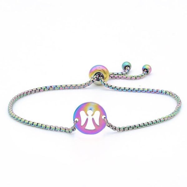 100% stainless steel rainbow colorful angel charm bracelets for women dropshipping dainty steel bracelets, Black
100% stainless steel rainbow colorful angel charm bracelets for women dropshipping dainty steel bracelets, Black