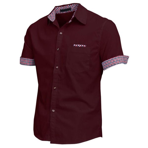 men point collar short sleeve button cuffs casual shirt burgundy aisa xxl, White;black
men point collar short sleeve button cuffs casual shirt burgundy aisa xxl, White;black