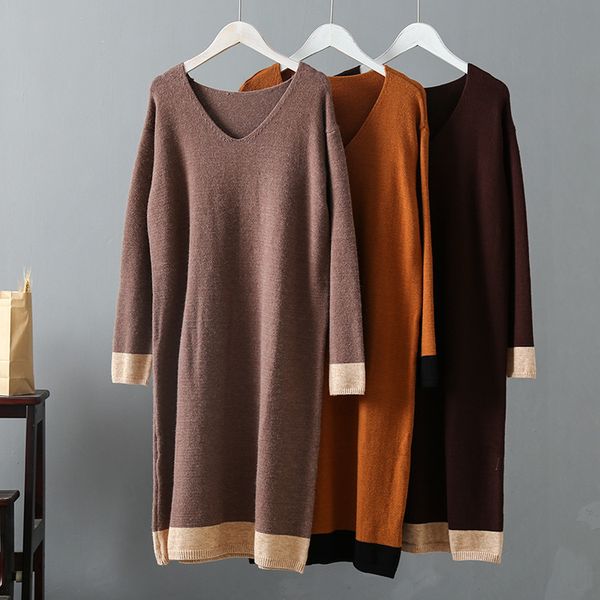 sherhure 2020 v-neck knitted sleeve women long pullovers winter sweater dress tricot pull femme, White;black
sherhure 2020 v-neck knitted sleeve women long pullovers winter sweater dress tricot pull femme, White;black