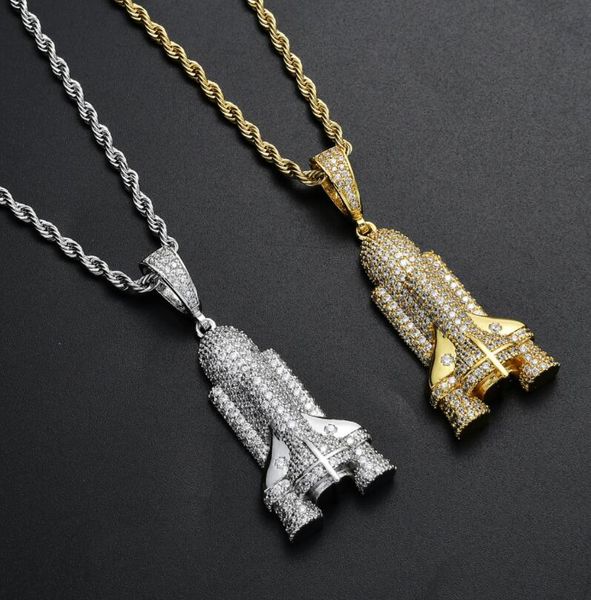 hip hop space rocket diamonds pendant necklaces for men women religion christianity luxury necklace jewelry gold plated copper zircons twist, Silver
hip hop space rocket diamonds pendant necklaces for men women religion christianity luxury necklace jewelry gold plated copper zircons twist, Silver