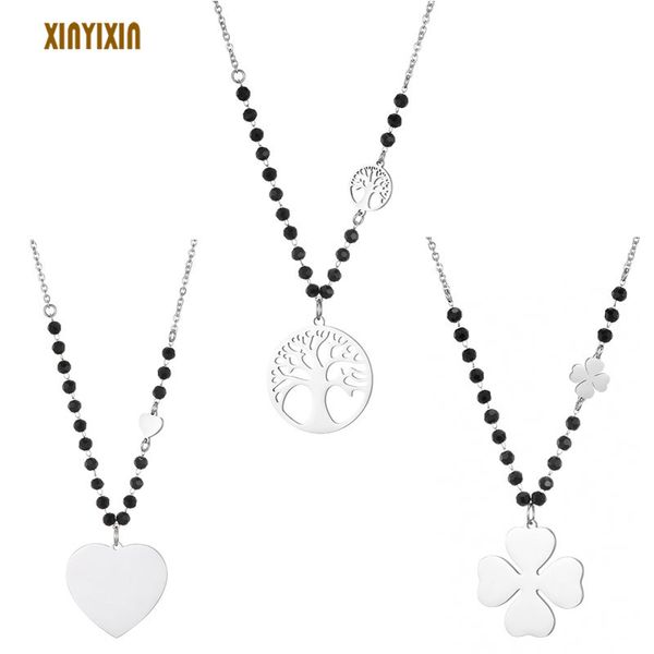 silver tree of life pendant necklace for women stainless steel love heart four-leaf clover black crystal beads long necklace new
silver tree of life pendant necklace for women stainless steel love heart four-leaf clover black crystal beads long necklace new