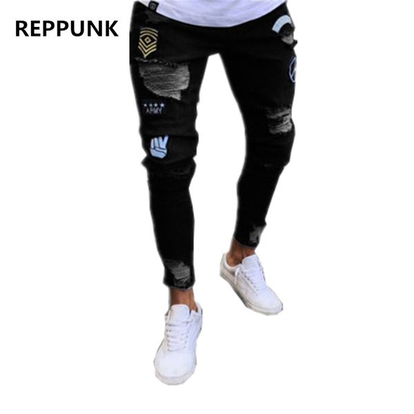 reppunk 2018 new fashion jeans men's trend knee hole zipper foot hole male ripped destoryed personality denim trousers, Blue
reppunk 2018 new fashion jeans men's trend knee hole zipper foot hole male ripped destoryed personality denim trousers, Blue