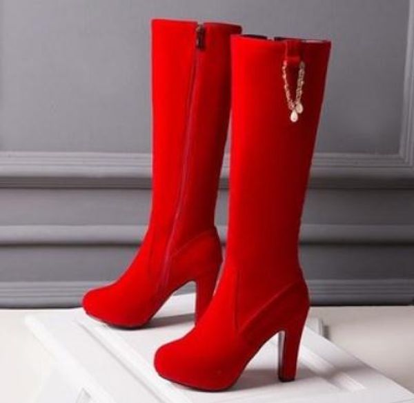 2019 women's boots in winter with new style high heel coarse heel round head waterproof table suede @2108, Black
2019 women's boots in winter with new style high heel coarse heel round head waterproof table suede @2108, Black